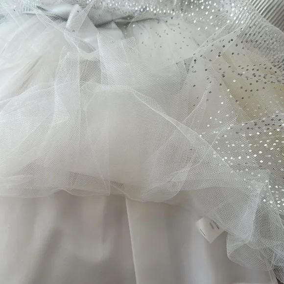 NWOT ORIGAMI Evie Long Sleeve Lurex Stripe Tutu Dress WHITE - Picture 11 of 14